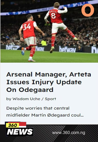 Arsenal Manager, Arteta Issues Injury Update On Odegaard