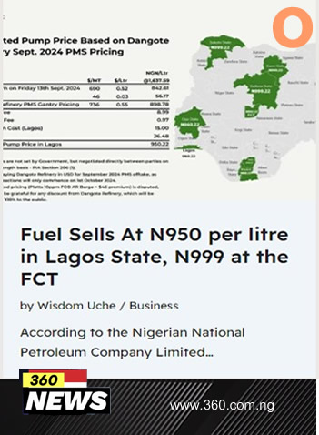 Fuel Sells At N950 per litre in Lagos State, N999 at the FCT