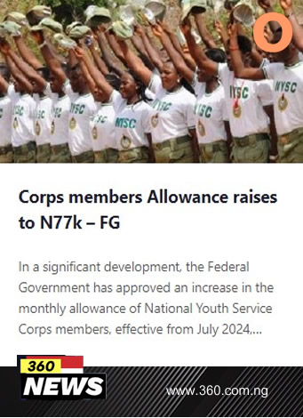 Corps members Allowance raises to N77k - FG