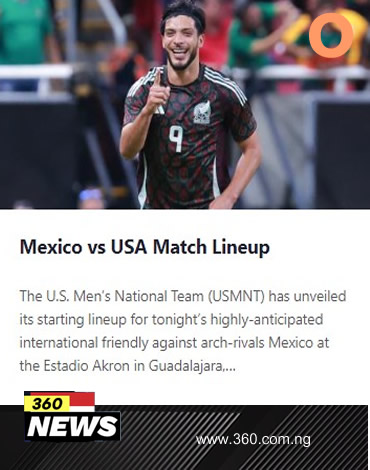 Mexico vs USA Match Lineup