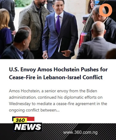 U.S. Envoy Amos Hochstein Pushes for Cease-Fire in Lebanon-Israel Conflict