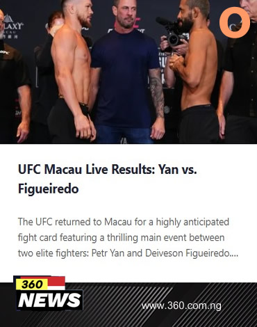 UFC Macau Live Results: Yan vs. Figueiredo