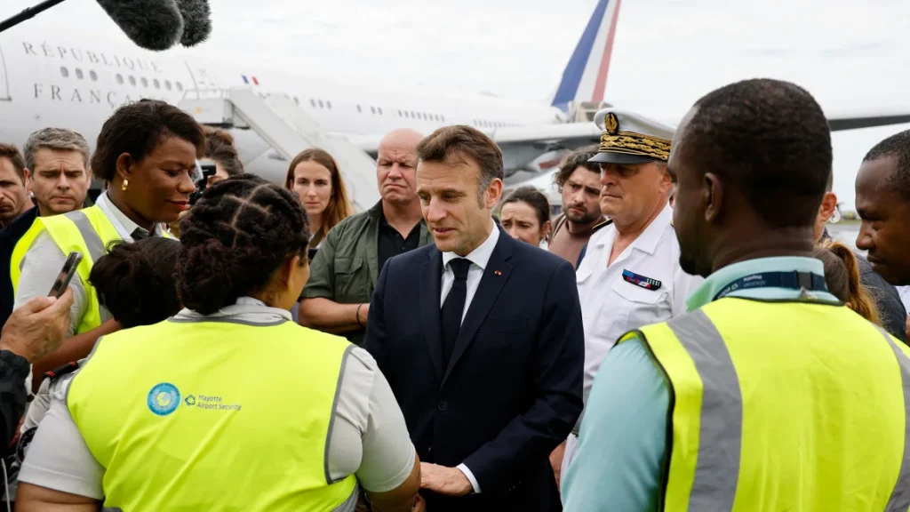 French President Emmanuel Macron lands in Mayotte days after devastating cyclone