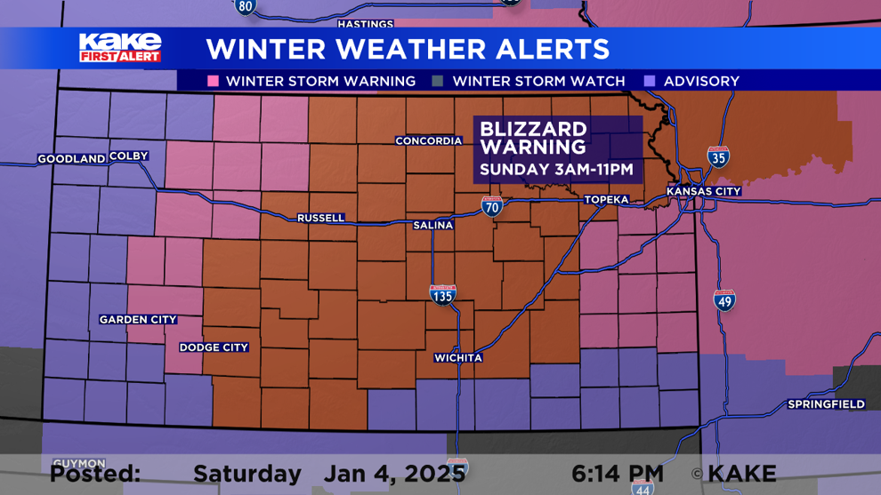 Major winter storm hits Kansas, blizzard warnings in effect